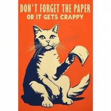 1 st Ben je aan het poepen Badkamerbord Grappige kattencitaten Poster Canvas Schilderij Cartoon Muurkunst Foto's Retro Toilet Huiskamer Decor Geen lijst