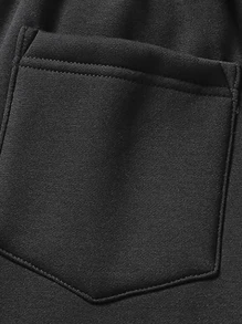 Men's Thick Solid Color Loose Sweatpants With Pockets And Drawstring, Suitable For Fitness, Sports And Outdoor Activities, Autumn/Winter