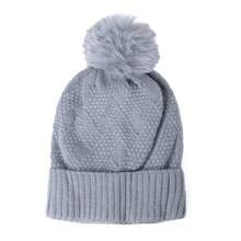 Women's Cozy Winter Cable Knit Beanie With Faux Fur Pom - Warm And Stylish Cold Weather Essential - Màu Xám nhạt - Xem 1
