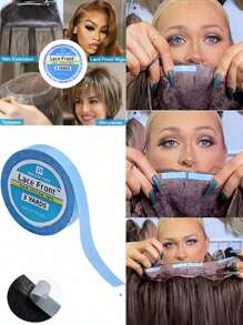 1 pieza de cinta adhesiva doble cara para extensiones de cabello / pelucas / tupé, ultra resistente, resistente al agua, adhesivo fuerte, cinta de reemplazo para pelucas - Azul - Ver 8