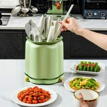 1 bộ giá để dao nhà bếp hình bông hoa xoay 360 độ, giá để đồ dùng nhà bếp đa năng có đế chống trượt, an toàn với máy rửa chén, có không gian để dao, nĩa, thìa, kéo, v.v. - Nhiều màu - Xem 10