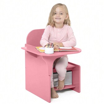 Toddler Desk And Chair Set, Kids Desk Chair With Storage Bin, Children Mysize Chair Desk For Arts Crafts, Snack Time, Homeschooling, Homework, Activity Table Set For Ages 3+, Playset Furniture