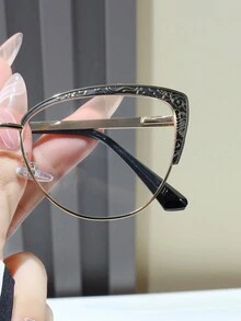 1 chiếc kính gọng kim loại TR cỡ lớn có bản lề lò xo, kính thời trang đổi màu đa năng thường ngày dành cho phụ nữ - Trong sáng - Xem 7