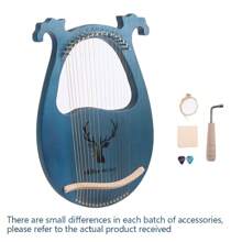Lyre Harfe instrument Kleine Leierharfe 16 Saiten, Leier Harfe Mahagoni 16 Saite mit Stimmschlüssel Saitenabnehmer, Ausgezeichnete Klangqualität, ideal für Kinder und Anfänger - Blau - Übersicht 3