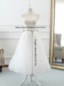1 pièce Jupon polyvalent, jupe-culotte longue en tulle doux de style Lolita, jupon pour Lolita/Cosplay, convient pour Halloween, Noël, rose 80cm