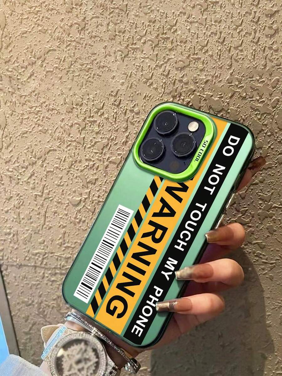 1 个字母标语图形电镀金属边缘磨砂手机壳 + 1 个尼龙挂绳腕带，兼容 Apple - 彩色 - 查看 1