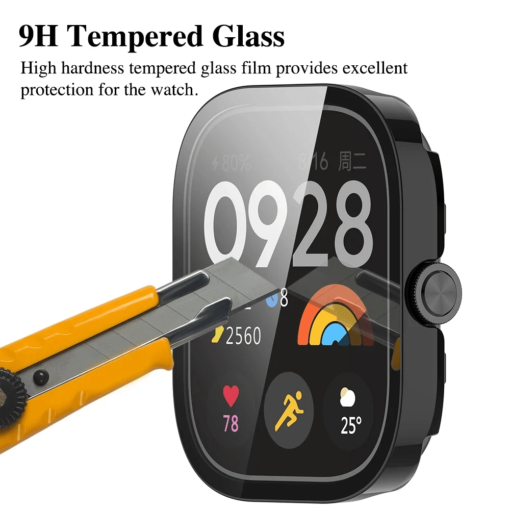 PC Full Case+Tempered Glass For Redmi Watch 4 Protective Cases Screen