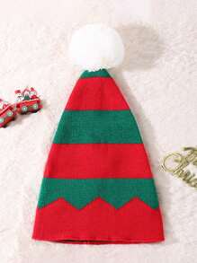 1pc New Christmas Hat, Holiday Knit Hat In Red & Green For Adults, Warm & Comfortable Christmas Party Women Winter Clothes - Multicolor - View 4