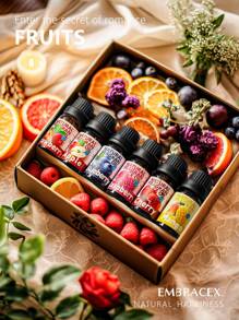 EMBRACEX. 6PCS/1Set 10ML Fruits Perfume Set Essential Oils Aromatherapy Oils Gift Box Perfume For Women Fruity Fragrance Oil For Candle & Soap Making Holamay Premium Essential Oils - Raspberry Cherry Strawberry Blueberry Mango Apple