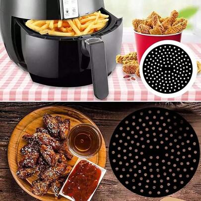 Tapete Silicone Fritadeira Air Fryer Universal Protetor Antiaderente 22 CM Redondo Preto