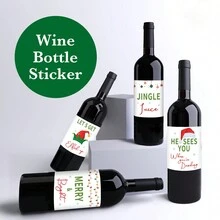 4 piezas Etiquetas divertidas de botellas de vino navideñas, diseño de gorro de Papá Noel, calcomanías de botellas de vino champán, etiquetas novelosas de botellas de vino para decoración de fiestas navideñas, regalos para amigos y familiares
