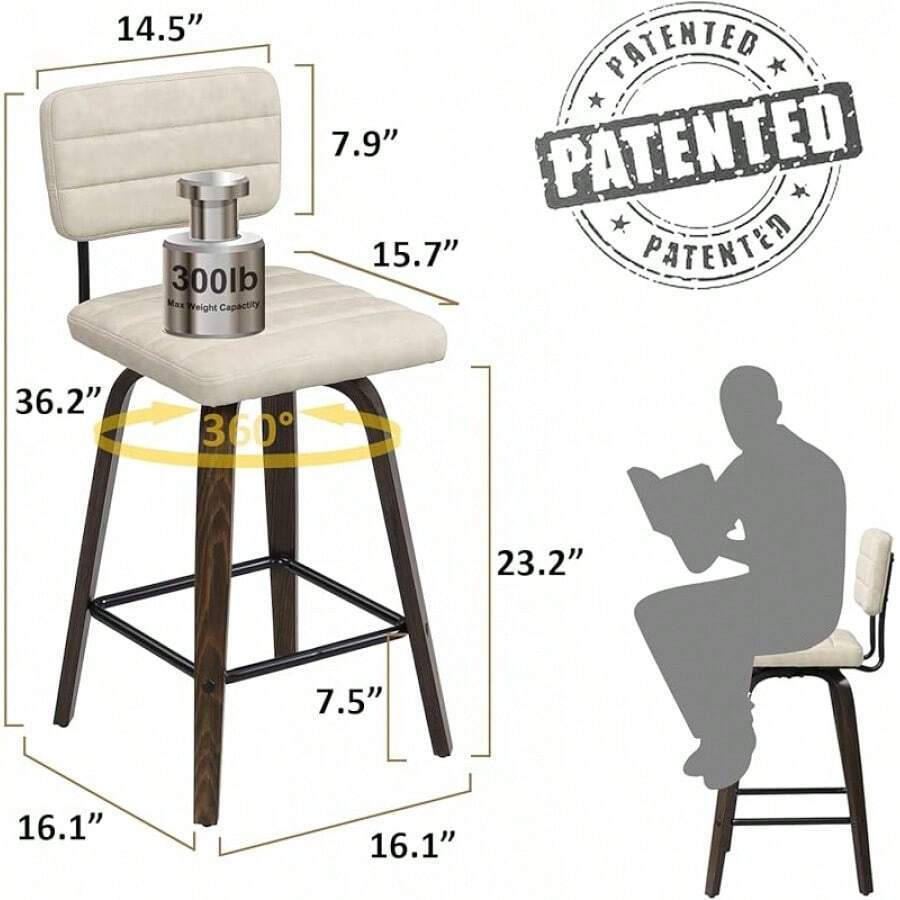 Bar Stools Set Of 2Counter Height Chairs Wood Barstools Bar Height