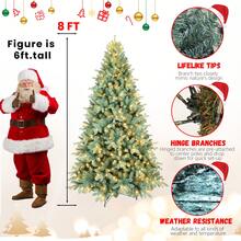 8 FT Prelit Artificial Skinny Christmas Tree,Blue Spruce Slim Pencil Xmas Tree With 1987 PE&PVC Mixed Branch Tips,500 UL Listed Clear Lights,Hinged Pine Tree With Metal Stand For Home Office Décor - US A Type Plug(110-127V) - View 8