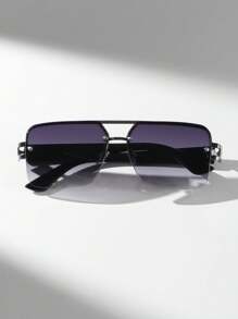 6pcs/1 Set Plastic Square Semi-Rimless Glasses, Retro Style Glasses For Women, Perfect For Photos Shoots Or Travel