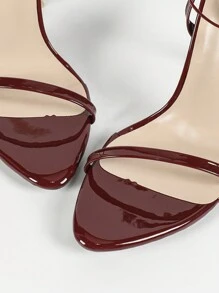 Sandalias altas de tacón de aguja con abertura en los dedos y tiras en el empeine, elegantes y cómodas tacones altos dorados para fiesta, eventos y boda