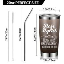 1 Miếng Ảnh Tùy Chỉnh Cá Nhân + Tên Nhà tạo mẫu tóc DIY Barber Cốc nước bằng thép không gỉ 20 Oz Cốc cà phê có nắp và ống hút Cách nhiệt lạnh Chai nước cà phê mùa hè Quà tặng cho nhà tạo mẫu tóc, bạn bè tạo mẫu cho bạn bè ngày lễ, quà tặng gia đình, quà tặng tùy chỉnh - màu xám đen - Xem 3