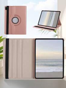 1 Ốp lưng phẳng họa tiết vải lanh xoay được màu vàng hồng + 2 miếng dán màn hình kính cường lực HD - Chất liệu da cao cấp, Chân đế xoay 360°, Chức năng ngủ/thức từ tính, Tương thích với Ipad Mini 1/2/3/Mini 4/Mini 5/Mini 6/Air/Air 2/9.7/10.2/10.5/Air 4/Air 5/10.9/Pro 11 inch/Thế hệ thứ 10/Air 11 (M2) - 2024 - vàng hồng - Xem 7