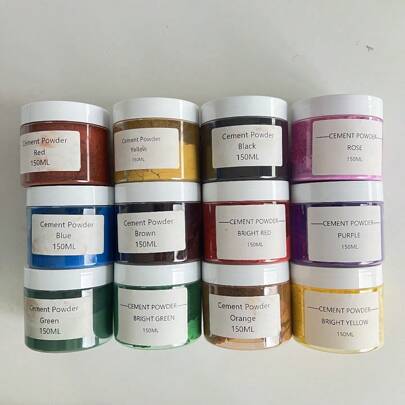12 Colors Concrete Pigment DIY Color Powder Pigment, Premium Gypsum Cement Color Powder. Iron Oxide Powder, Concrete Pigment- Iron Oxide Pigment Concrete Color Pigment Concrete Pigment Powder For Concrete Coloring 150ml/5.07oz