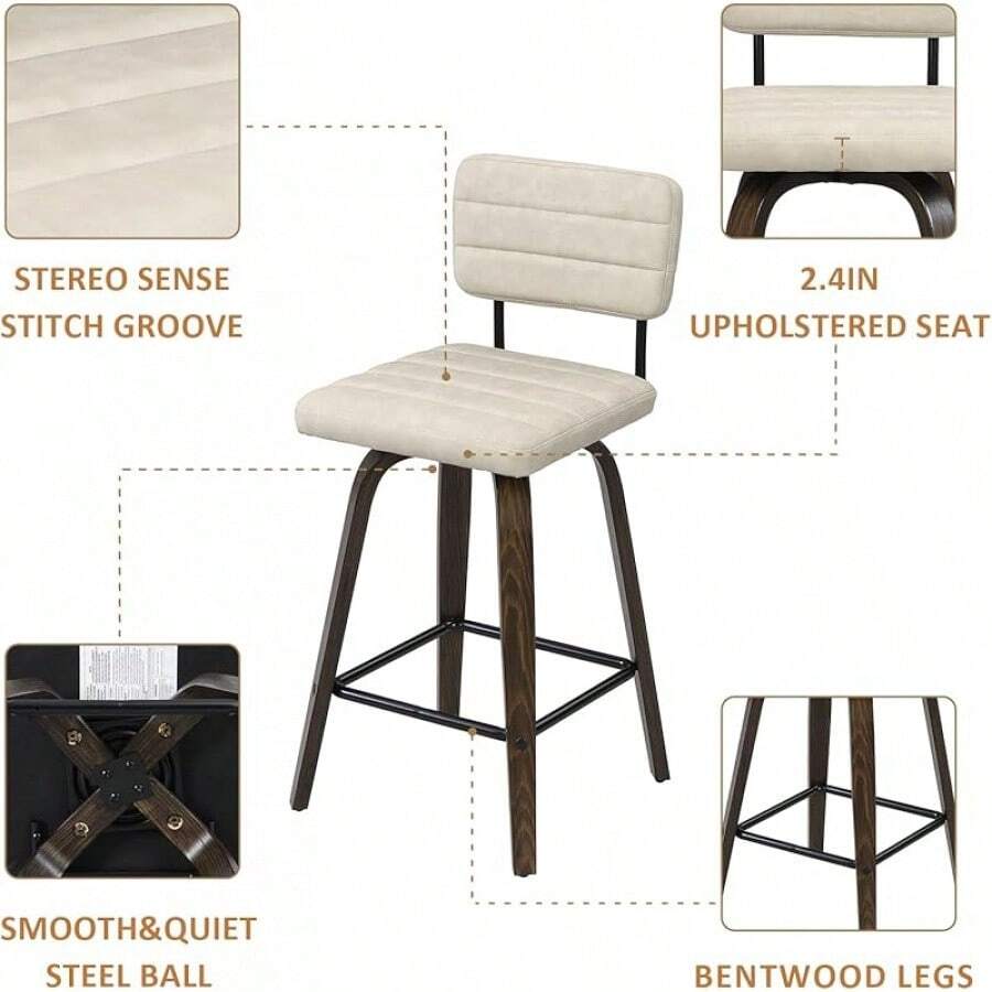 Bar Stools Set Of 2Counter Height Chairs Wood Barstools Bar Height