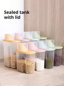 PETSIN 1.9kg/2.5kg Dog Cat Food Pail Plastic Storage Tank With Measuring Cup Container Moisture-Proof Sealed Jar Pet Supplies Accessories Pet Food Storage Box (Large Capacity) - Multicolor - View 13