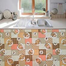Printed Kitchen Countertop Sink Curtain 1.50m X 0.80cm Without Eyelets - Màu hồng gỉ - Xem 3
