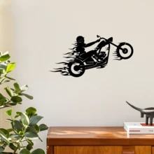 HELLOYOUNG 1 件“摩托车女孩”金属墙饰，适用于车库、客厅、卧室、酒吧和其他空间。易于安装。最佳礼物 - 彩色 - 查看 9