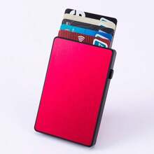 1pc Multi-Color RFID Blocking Automatic Pop-Up Card Holder, Unisex Aluminum Alloy Credit/Bank Card Case
