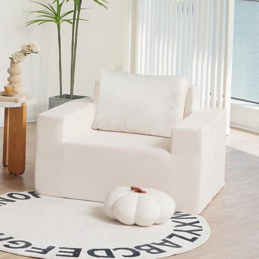 Sofa In A Box Foam Sofa Couch With Pillow, Bean Bag Chairs For Adults Stuffed High-Density Foam, Large Bean Bag Sofa For Living Room Bedroom Gaming Room - 美國白橡+聚酯纖維+泡沫+1座 - 查看 1