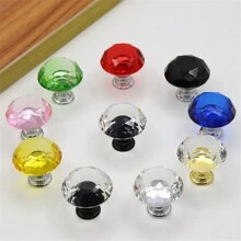 10 peças de maçanetas de armário de vidro de cristal, maçanetas de porta de móveis de cômoda, puxadores de gaveta, gaveta em formato de diamante de 30 mm, para guarda-roupa e armário, puxadores de maçanetas de armário, puxadores de maçanetas de gaveta de cozinha com parafusos