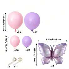 99pcs/115pcs/148pcs Butterfly Balloon Arch Kit 10inch/5inch Macaron Purple Pink Balloons With Purple Butterfly Foil Balloons For Mother's Day Birthday Party Decoration - 99pcs Butterfly Balloon Set - View 3