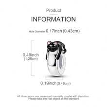 1 chiếc màu bạc đơn giản màu đen men Cubic Zirconia dễ thương hình dấu chân mèo cưng miếng đệm silicon chặn hạt quyến rũ phù hợp với vòng tay ban đầu mặt dây chuyền hạt để làm đồ trang sức tự làm cho phụ nữ cô gái quà tặng trang sức hàng ngày - Bạc - Xem 9