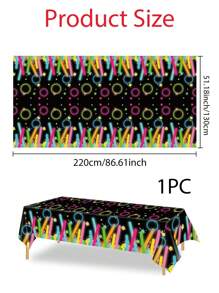 1 pièce Nappe pour table d'anniversaire thème néon lumineux 130 x 220 cm/137 x 274 cm, nappe de décoration de scène de concert d'éclairage nocturne, fournitures de fête