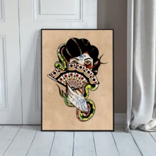 1 tấm áp phích vải canvas cổ điển không có khung - Tranh in nghệ thuật hình quạt và hình bóng phụ nữ, thích hợp để trang trí nhà cửa, hoàn hảo cho phòng ngủ, phòng khách hoặc văn phòng - Nhiều màu - Xem 11