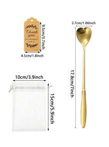 54pcs/36pcs/18pcs Gold Stainless Steel Tea Spoon Favor Set With Gift Cards & Tulle Bag, Coffee Cake Dessert Stirring Spoons, Ideal For Wedding, Bridal Shower, Guest Tea Party, Home Kitchen Party Favors