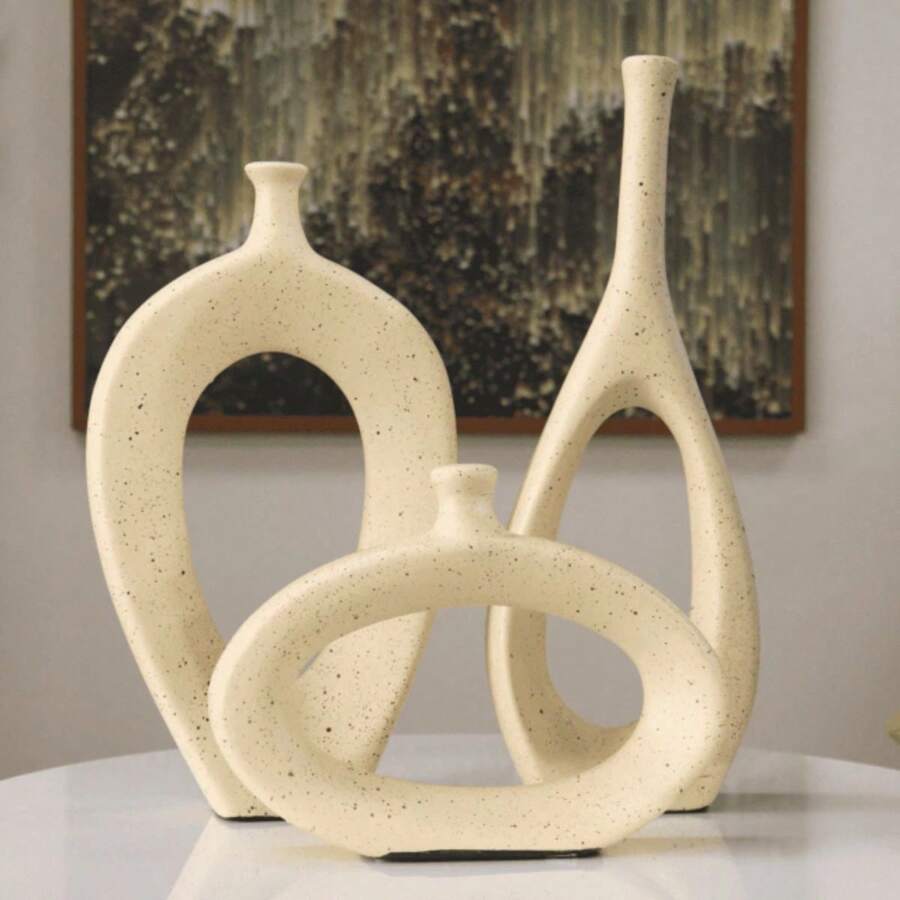 Trio Of Stylized Vases - Beige - View 1