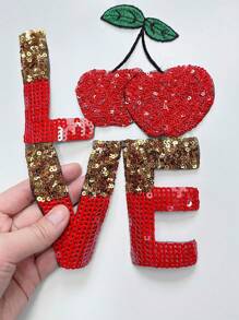 10 Peças Remendo de Lantejoulas de Cereja Vermelha Termocolante para Decoração de Roupas, Verão, Escola - Vermelho - Visão 8