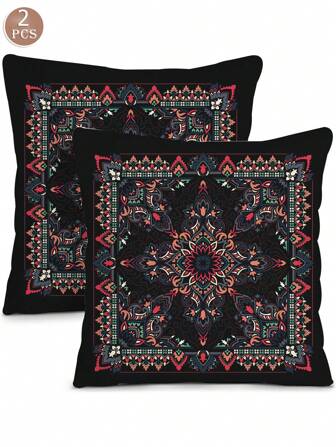 2pcs 3D Printed Square Pillow Cases, Decorative Throw Pillow Covers For Bed, Sofa, Car, Window, Floor