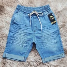 Men's Youth Denim Jogger Shorts With Elastane, Sizes 10, 12, 14 And 16 Years. - Màu xanh ngọc - Xem 3