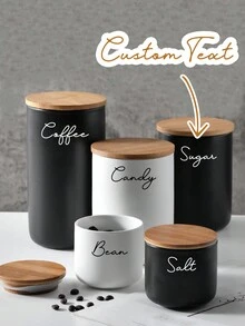 1pc Personalized Customizable COOKIES Ceramic Storage Jar, Custom Name With Airtight Bamboo Lid, For Tea, Cookies, Coffee, Spices, Candies, Biscuits,Multi-Functional, ,Ornamental,Reusable,Exquisite,Stylish,High-Quality,Colorful,Modern,Custom,Personalized,Unique,Ideal Gifts For Him,Ideal Gifts For Her,Boyfriend,Dad,Girlfriend,Mom,Family,Friends,Tea Room,Home,Garden,Office,For Anniversaries,For Valentine's Day,For Mother's Day,For Birthdays,For Father's Day,For Graduation,For Weddings,For Housewarming - Multicolor - View 1