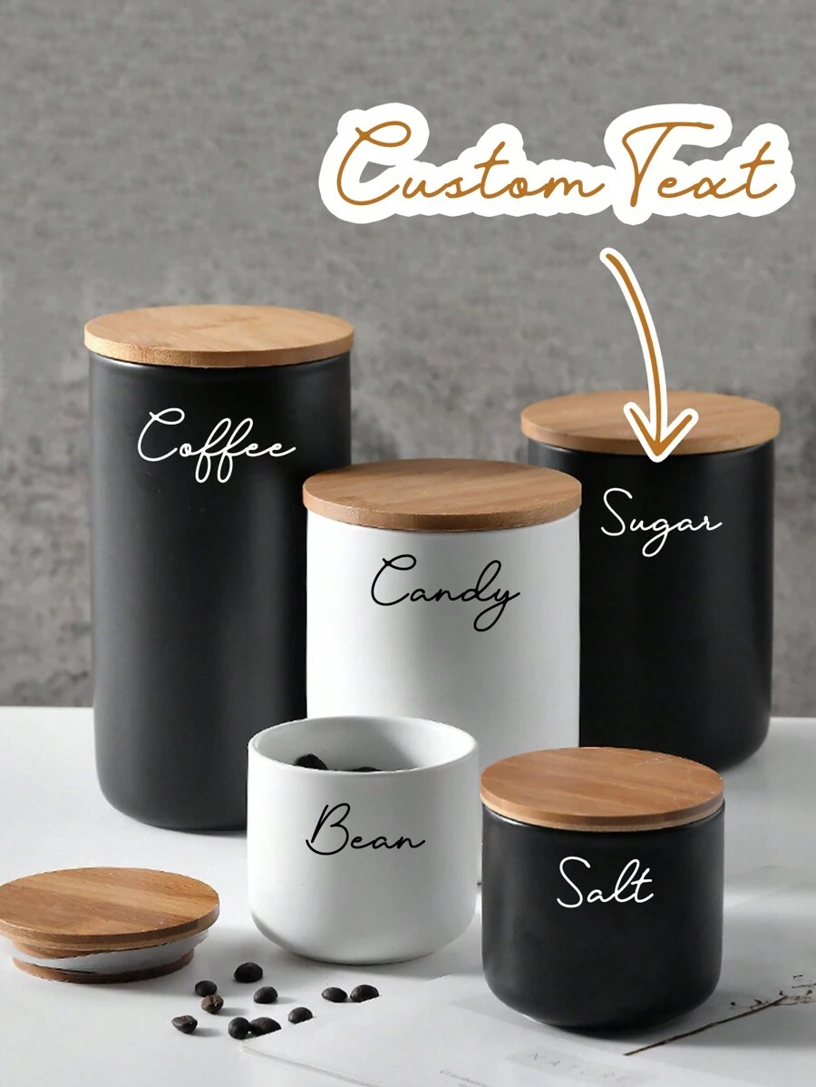 1pc Personalized Customizable COOKIES Ceramic Storage Jar, Custom Name With Airtight Bamboo Lid, For Tea, Cookies, Coffee, Spices, Candies, Biscuits,Multi-Functional, ,Ornamental,Reusable,Exquisite,Stylish,High-Quality,Colorful,Modern,Custom,Personalized,Unique,Ideal Gifts For Him,Ideal Gifts For Her,Boyfriend,Dad,Girlfriend,Mom,Family,Friends,Tea Room,Home,Garden,Office,For Anniversaries,For Valentine's Day,For Mother's Day,For Birthdays,For Father's Day,For Graduation,For Weddings,For Housewarming - Multicolor - View 1