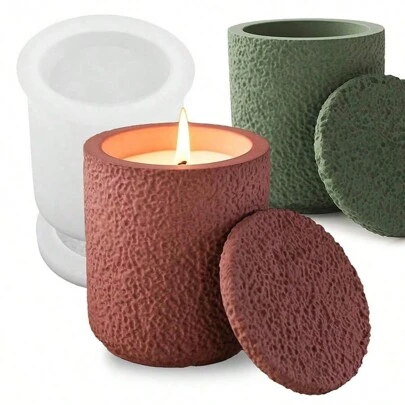 1 套 DIY 蜡烛硅胶模具带盖 3 种尺寸装饰罐瓶子杯花盆混凝土水泥树脂模具家居装饰