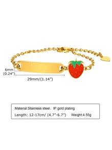 1 chiếc/Vòng tay khắc hình quả dâu tây cong bằng thép không gỉ tùy chỉnh cho trẻ em, Quà tặng thời trang cá nhân hóa cho bé gái, Quà tặng ông già Noel bí mật thú vị cho trẻ em, Ý tưởng quà tặng mùa đông cho bé trai bé gái ngày lễ tình nhân khi trở lại trường - Nhiều màu - Xem 5