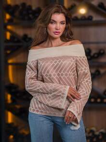 Rayon Flair Sleeve Blouse - Màu hồng gỉ - Xem 3
