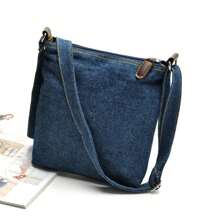 Women Fashion Denim Crossbody Bag Multi Pockets Messenger Bag With Adjustable Straps Shoulder Bag Vintage Bag 22cm*21cm*4.1cm - 藏蓝色 - 查看 2
