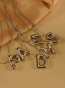 MECYLIFE 1pc Stainless Steel 3D Bubble Letter Design Necklace