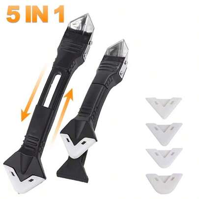 Set de 5 en 1 con rasqueta de silicona, herramienta para retirar selladores, alisador, kit de acabado de lechada, herramienta para eliminar moho de pisos y juego de herramientas manuales