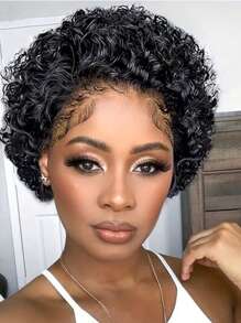 Krótkie Pixie Cut Koronkowa Peruka Kręcone Peruki Z Ludzkich Włosów 13x1 Przednia Przezroczysta Koronka Dla Kobiet 6 Cal Krótkie Kręcone Kinky Ludzkie Włosy Peruka Głębokie Kręcone Brazylijskie Włosy Peruka Z Prawdziwych Włosów Dla Urody I Pielęgnacji Osobistej