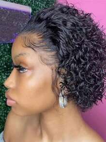 Krótkie Pixie Cut Koronkowa Peruka Kręcone Peruki Z Ludzkich Włosów 13x1 Przednia Przezroczysta Koronka Dla Kobiet 6 Cal Krótkie Kręcone Kinky Ludzkie Włosy Peruka Głębokie Kręcone Brazylijskie Włosy Peruka Z Prawdziwych Włosów Dla Urody I Pielęgnacji Osobistej