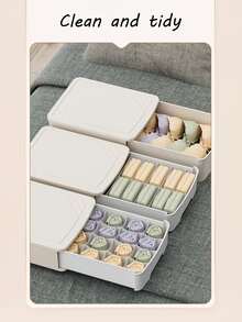 1pc Underwear Organizer Drawer Sock Underwear Storage Drawer Stackable Closet Organizers And Storage Box For Bras Socks - White - View 8
