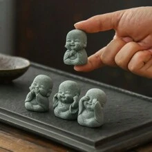 1 szt. Ręcznie robiona żywica Zen Smile Buddha Statue, idealna ozdoba, abstrakcyjna miniaturowa statua Buddy do ogrodu wewnętrznego, Bonsai Rockery Courtyard i Home Office Cicha dekoracja medytacji